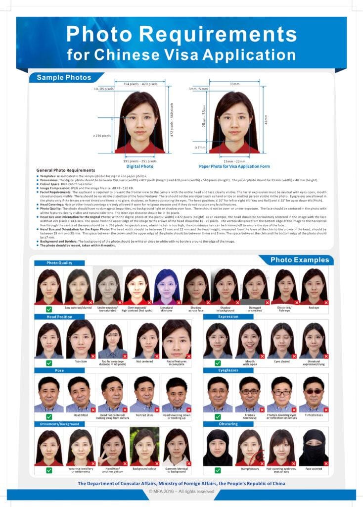 How To Apply For China Visa - Photo Requirement